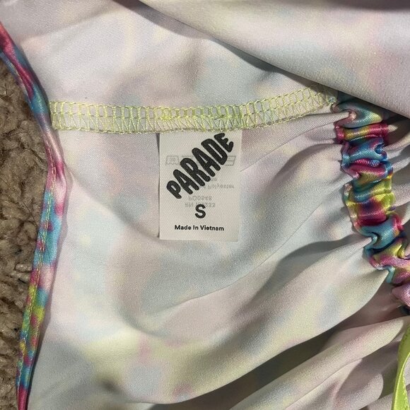 Multicolor Satin Flutter Hem Longline Bralette - Picture 5 of 5